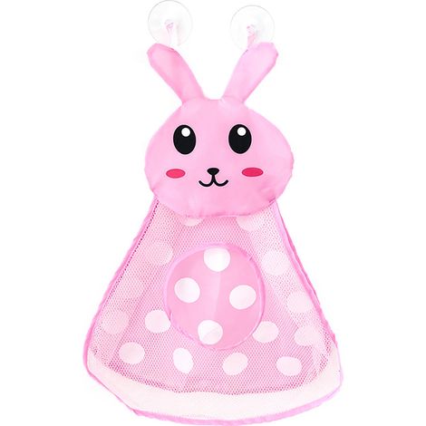 Sac de rangement en filet pour jouets de bain bébé, forme lapin avec ventouse, jouets douche enfants. (1/5)