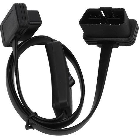 Schwarzer 16-poliger Diagnose-Flachkabeladapter (männlich) auf 8-adriges OBD2-Verlängerungskabel (weiblich) mit Drehknopf (1/5)