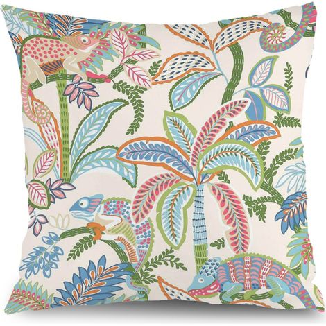 Housse de coussin fleurs papillon été, décoration canapé salon,50×50cm (1/5)