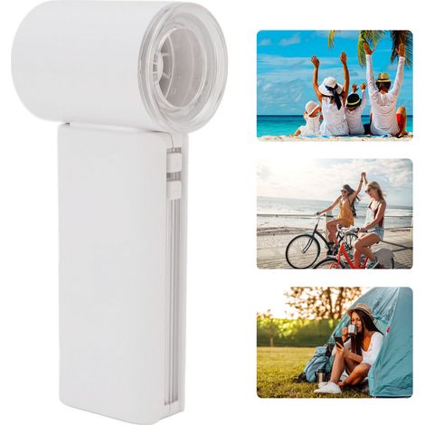 5-stufiger Reiseventilator, leise, wiederaufladbar, Mini-Turbo – tragbar, weißes ABS (1/5)