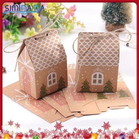 Sacs-cadeaux - Non spécifié - Forme de maison - 50 pièces - Papier Kraft - Décor de Noël (1/4)