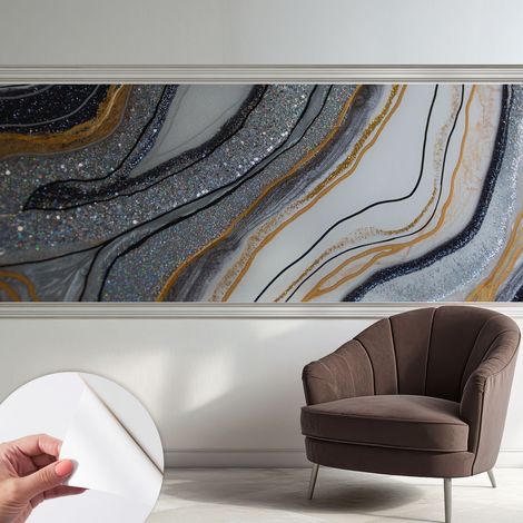 Papier peint adhésif décoratif pour salon chambre et cuisine Facile à poser avec colle Vagues de pierre 250x104 cm (1/5)