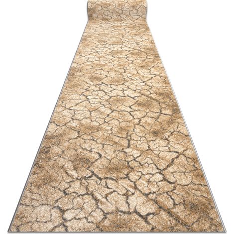 Tapis de couloir KARMEL Terra sol fissuré caramel gris 90 cm beige 90x120 cm