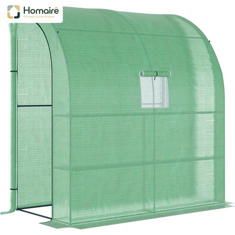 HOMAIRE Foliengewächshaus Treibhaus 200x100x215 cm mit 2 Türen, UV-Schutz, Stahl & PE für Pflanzenaufzucht grün