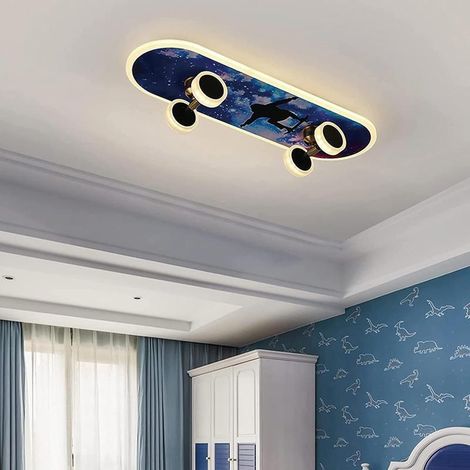 LED ceiling light, children's skateboard model D, dimmable with remote control, ceiling light (1/4)