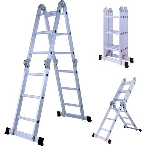 Herzberg HG-5002 : Tabouret pliant multi-orientation en aluminium, pour une utilisation pratique dans l'entretien, la réparation et le bricolage.-AquaForge (1/4)