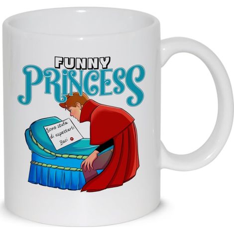 Tasse à petit déjeuner lait thé Mug Relax avec graphismes sympathiques - Fée drôle princesse mignonne princesse suis fatigué d'attendre Baisers - idée cadeau amie soeur tante maman fille anniversaire (1/5)