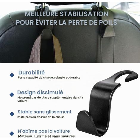 Lot de 4 Crochets pour Dossier de Siège de Voiture, Accessoires de Voiture pour Intérieur, En Plastique Noir, Convient pour Sacs à Main, Sacs de Courses, Vêtements, Boîte à Outils Portable (1/4)