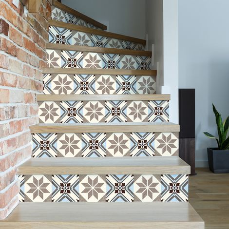 Stickers adhésifs escalier carrelages contremarche - SENORITO - 2 bandes de 15x105cm (1/5)