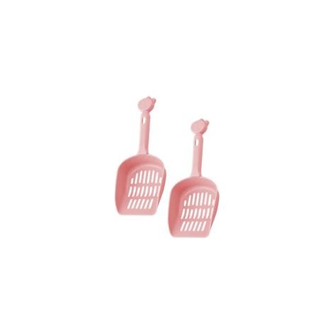Un lot de 2 pelles à litière en plastique robustes et durables pour chats et chiens (roses). (1/5)