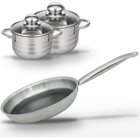 Lot Poêle 28cm et 2 Faitouts 14/16cm Elo Relief Solution (1/5)