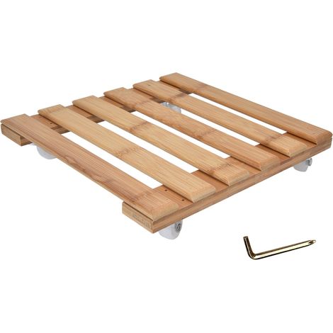 Support à roulettes carré pour plantes, 25 x 25 cm, roulettes amovibles à 360° pour pot de fleurs (1/5)