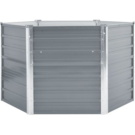 INLIFE Lit surélevé de jardin Acier galvanisé 129x129x77 cm Gris (1/5)