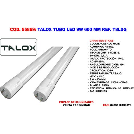 Tube LED fluorescent TALOX LSG-T8 9W 600mm 6500K