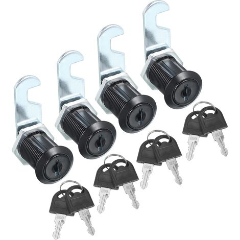 4 Pcs 1" Keyed Alike Cabinet Cam Lock With Key Tubular Locks Black (1/5)