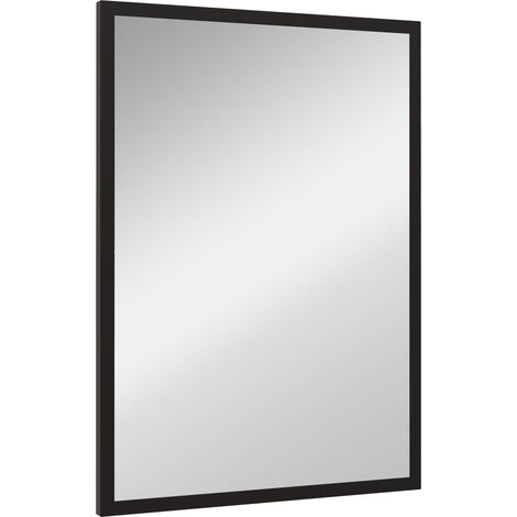 Miroir mural 50x70 cm, cadre bois noir, salle de bain, salon, chambre (1/5)