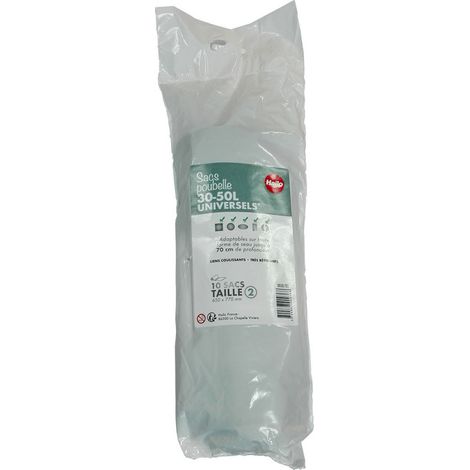 10 rouleaux de 10 sacs poubelle universels 30 à 50L