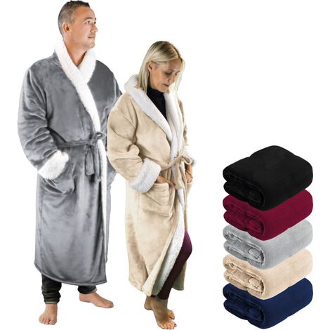 Peignoir, robe de chambre polaire mixte, Utra Douce - S/M - Beige - Vivezen