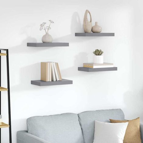 Schwebende Wandregale 4 Stk. Grau 40x23x3,8cm MDF