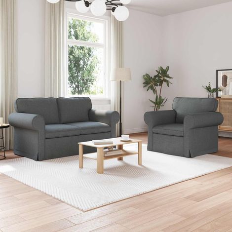Juego de Sofá 2 pcs Gris oscuro 155 x 82 x 80 cm tela