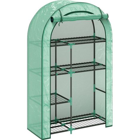 Serre à toit arrondi avec porte et étagères, en acier avec bâche résistante à l'hiver, idéale pour balcon ou jardin. Serre à tomates (100 x 45 x 160 cm) pour la culture de tomates, légumes, fleurs et (1/5)