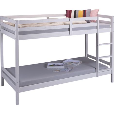 Inter Link Letto a castello Letto rialzato Letto per ragazzi Letto a castello Letto per bambini Pino massiccio Bianco Senza rete 90 x 200 cm Small Cloud (1/5)