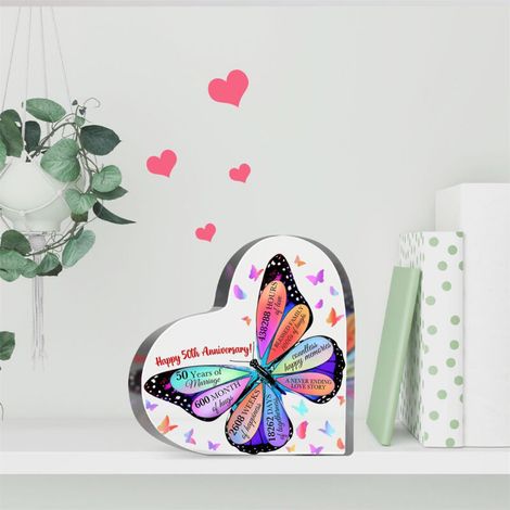 Plaque décorative cœur en acrylique, objet de bureau à poser, idée cadeau souvenir famille amis(10 cm) (1/4)