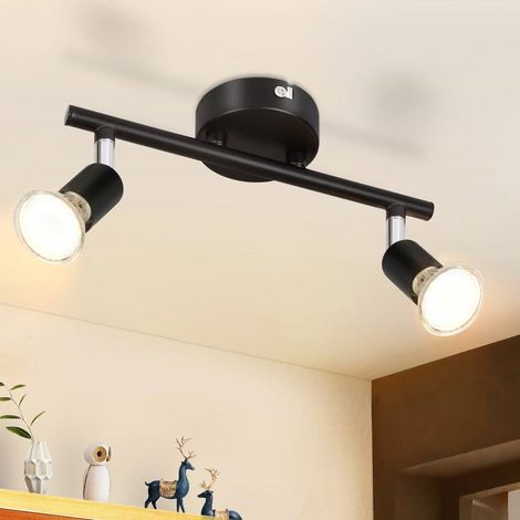 Spot de plafond moderne chromé 2 voies GU10 lampe de plafond rotative spot monté en surface (sans ampoule) (1/5)