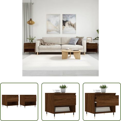 Holzwerkstoff -  Couchtische 2 Stk. Braun Eichen-Optik 50x46x50 cm Holzwerkstoff (1/5)