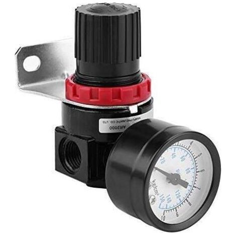 Air Pressure Regulator, AR2000 G1/4 Air Operated Compressor with Pressure Gauge, 1/4" Valve Aluminum Alloy Adjustable Air Pressure Gauge with Bracket (1/5)