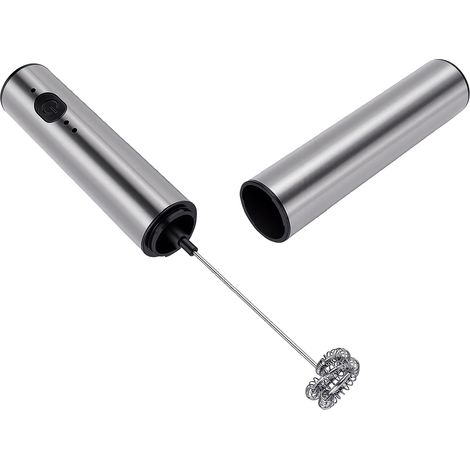 Mousseur à lait électrique rechargeable, batteur à main, fouet en acier inoxydable à 2 vitesses réglables pour crème, œufs, café et aliments pour bébé, colorant alimentaire. (1/5)