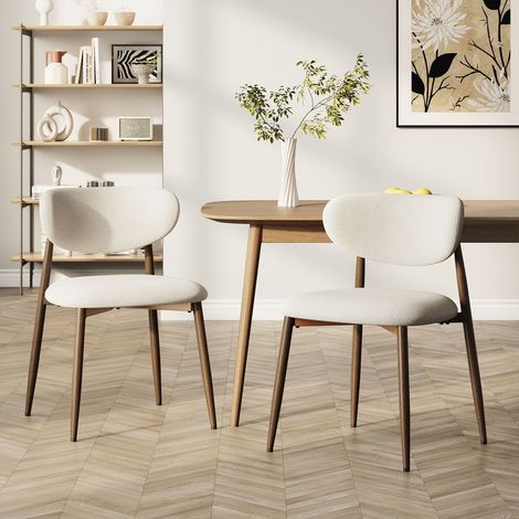 Lot de 2 chaises de salle à manger COLAMY, chaises rembourrées avec pieds en métal et patins antidérapants, dossier incurvé, idéales pour la cuisine, la maison et les restaurants, beige