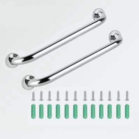 Two Pieces Stainless Steel Bathroom Safety Anti-Slip Grab Bars, 30cm Long