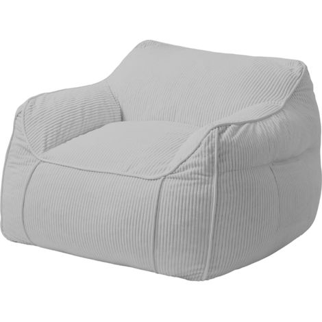 Pouf Fauteuil velours côtelé - 100x110 cm Gris clair Bananair