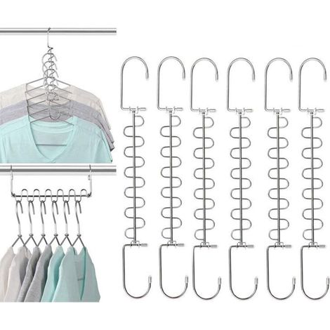 Cintre Gain de Place, Lot de 6 Multi Cintre Magique Organisateur, métal de cintres de vêtements en métal économiseur d'espace et Organisation (Hanger hooks 6 pcs)-Fei Yu (1/5)