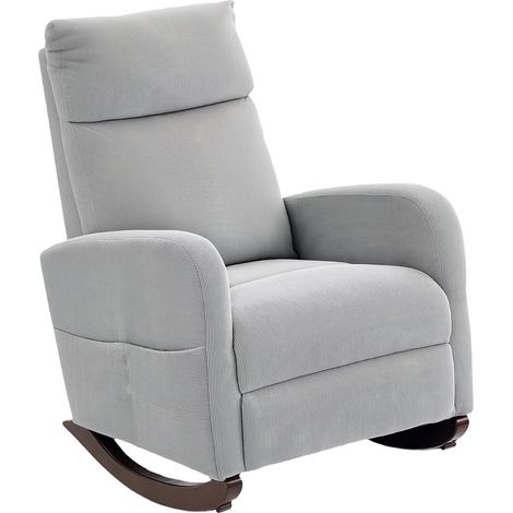 Corduroy Rocking Armchair Grey (1/5)