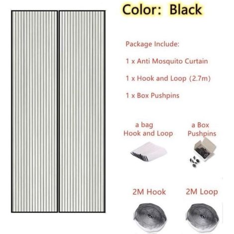Taille 80 x 210 cm - Type Black 2 - Été Moustiquaire Rideau Aimants Porte Maille Insecte Phlébotome Filet Ave