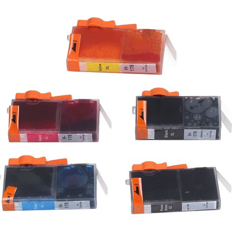 Cartouche d'encre compatible Photosmart C6380, impression nette sans décoloration, pack de 5 couleurs (noir, photo noir, cyan, magenta, jaune) pour remplacement facile. (1/5)
