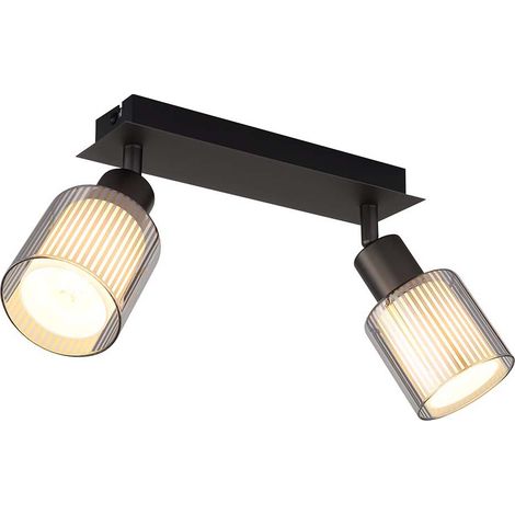Deckenlampe Spotleuchte Spotleiste 2-Flammig E14 schwarz chrom Glas schwenkbar