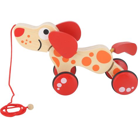 Jouet à pousser et à tirer pour chiots, jouet en bois pour que les tout-petits puissent marcher dessus, style chien. (1/5)