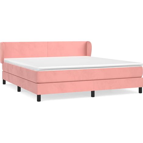 Maison Exclusive - Giroletto a Molle con Materasso Rosa 160x200 cm in Velluto (1/5)