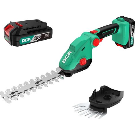 Cisaille à Gazon sans Fil 20V,Taille-Haie et Coupe-Bordures 2 en 1 Lame Gazon 100mm et Lame Arbustes 200mm, Moteur 2400 tr/min, Angle Réglable 3 Position (1/5)