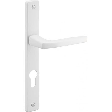 Poignée de porte d'entrée à cylindre laquée blanche – Entr'axe 195 mm – Aluminium fondu – Installation facile jusqu'à 45 mm d'épaisseur (1/2)