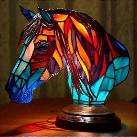 Lampe de table rétro en vitrail, rayonnement nocturne visible, pour la décoration de bureau, idée cadeau (1/3)