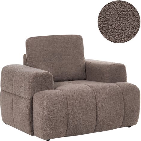 Armchair Taupe Boucle with Armrests Modern Japandi Style Living Room NARILLA (1/5)