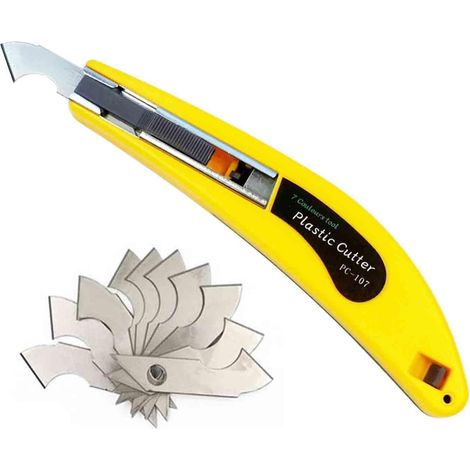 Outil de couteau à crochet de coupe de feuille acrylique, avec une poignée incurvée, il est plus pratique à utiliser. Une poignée, 11 lames. (1/5)
