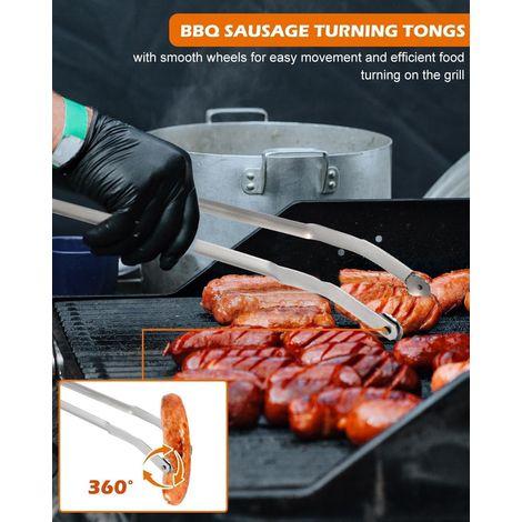 Hydrogarden Durandal Selection Pince à Barbecue en Acier Inoxydable avec roulettes Ustensile de Cuisine extérieur et intérieur Pince à Barbecue réversible (38 cm) (1/4)