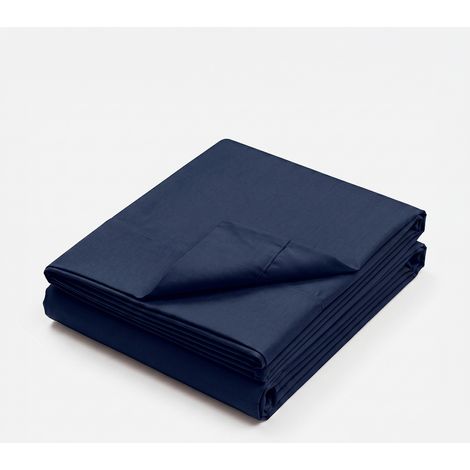 Lenzuolo con angoli matrimoniale in cotone Tonne 160x200 - Blu Scuro (1/4)