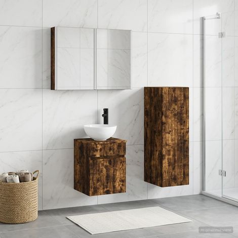 vidaXL Bathroom Furniture Set 4 pcs Smoked Oak (1/5)