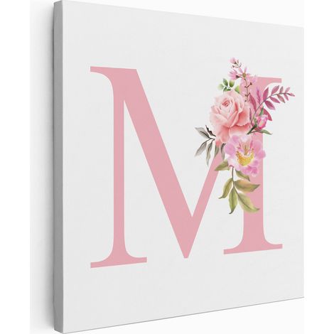 Tableau Toile Monogramme Carré - Lettre M - 60x60 cm (1/5)